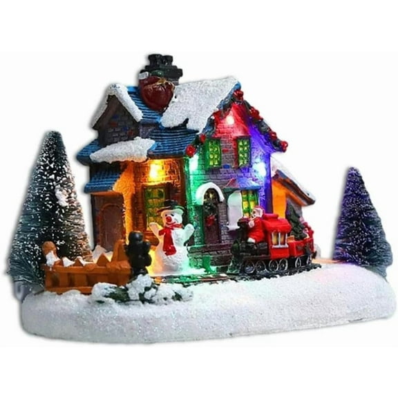 Christmas Village Sets - Christmas Decorations - Christmas Village Tabletop Train Station - Pre-lit Winter Snow Village - Christmas Village Houses Figurine Building - Christmas Home Decor