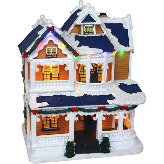 Christmas Village Victorian House Tabletop Display Pre-lit LED Snow Village Perfect Addition to Your Christmas Indoor Decorations & Holiday Collections