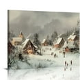 thumbnail image 1 of Christmas Village Wall Art, Rustic Christmas Tree Pictures for Wall Decor, Winter Snowy Canvas Artwork, Christmas Snowscape Painting for Festive Holiday Room Decor, 1 of 6