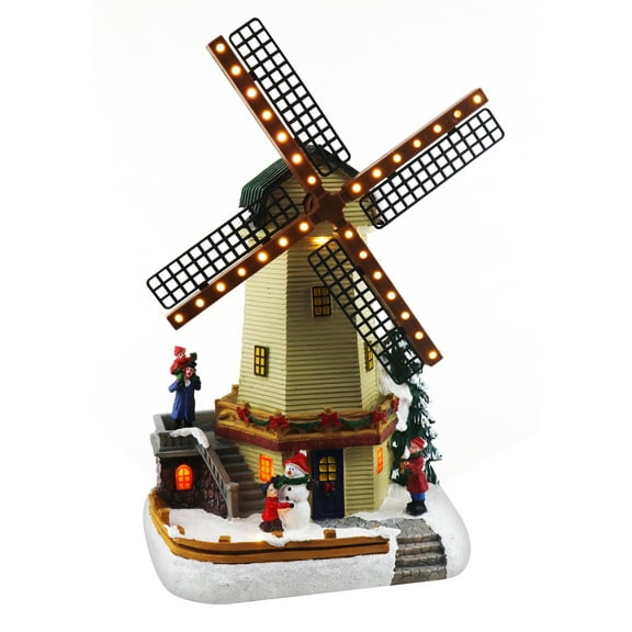 Christmas Village Windmill Animated Pre-lit Musical Winter Snow Village Perfect Addition to Your Christmas Indoor Decorations & Christmas Village Display