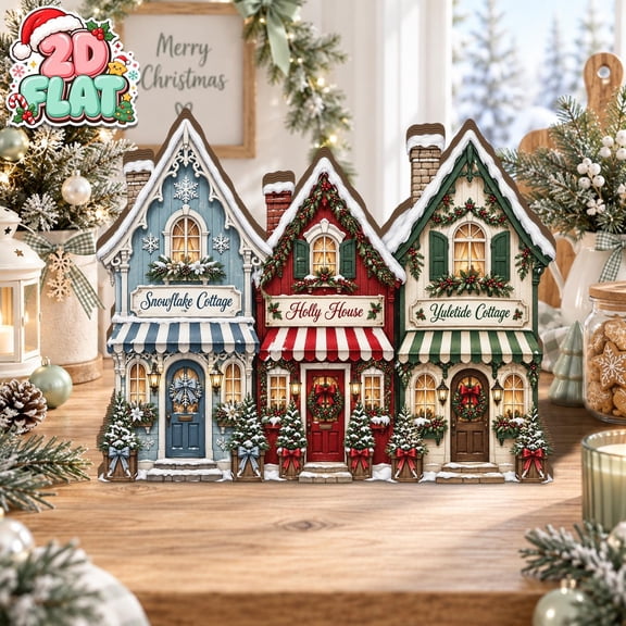 Christmas Village Wooden Block, Rustic Christmas House Decor, Holiday Village Display