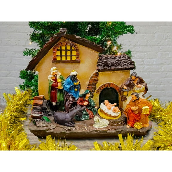 Christmas Village with LED Lights. Holy Family Scene. Nativity Scene F07M4-1-H530