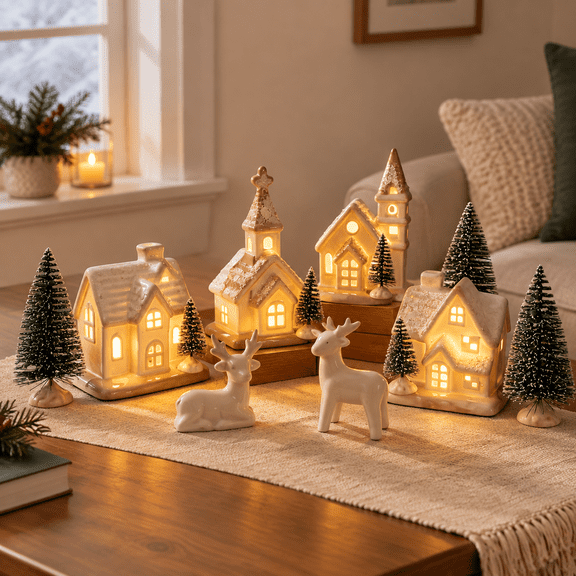Christmas Villsets-13 Pieces White Indoor Decorations