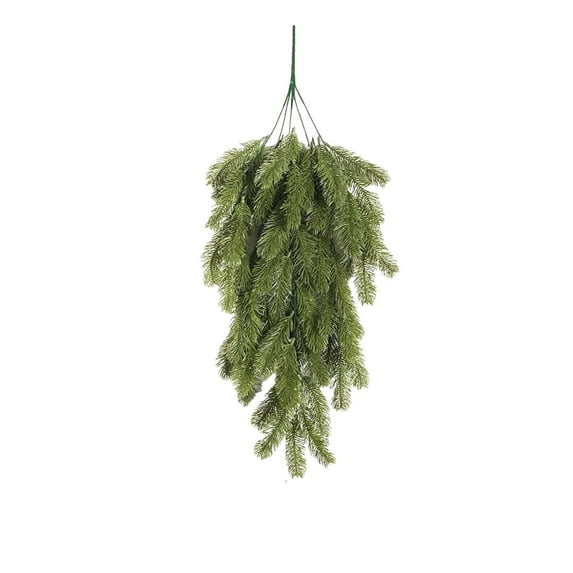 Christmas Vines Hangings, Winter Decor, 30 Inch Artificial Pine Wreath for Outdoor Indoor Fireplace Door, Teardrop Shaped Swag with Cones and Velvet Ribbons