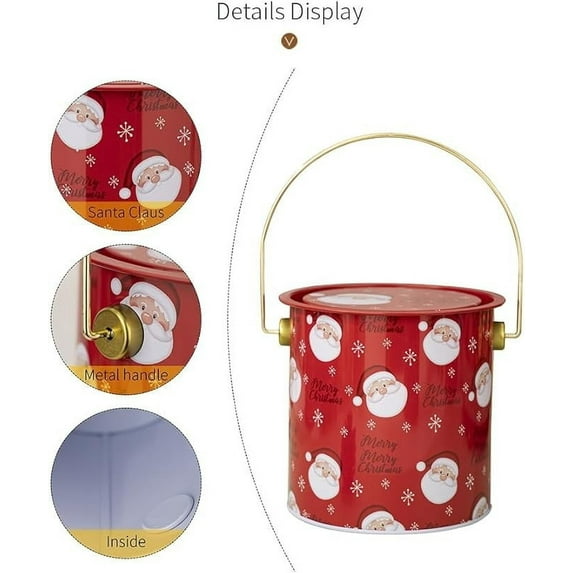 Christmas Vintage Cookies Jar, Airtight Cookie Storage Containers, Large Kitchen Counter Decorative Tin with Lids for Gift Giving, Santa Claus Pattern