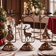 thumbnail image 1 of Christmas Vintage Iron Candle Holder Brass Gold Candle Stick Holders Festive Iron Candle Tray With Unique Gold Tree,Reindeer & Snowman Design for Wedding Table Centerpiece Home Decoration, 1 of 7