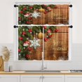 thumbnail image 1 of Christmas Vintage Kitchen Curtains Window Curtains and Valances Set 36 Inch, Winter Wooden Snowflake Pine Tree Short Tier Curtain for Kitchen, Merry Christmas Small Kitchen Decor, 1 of 6