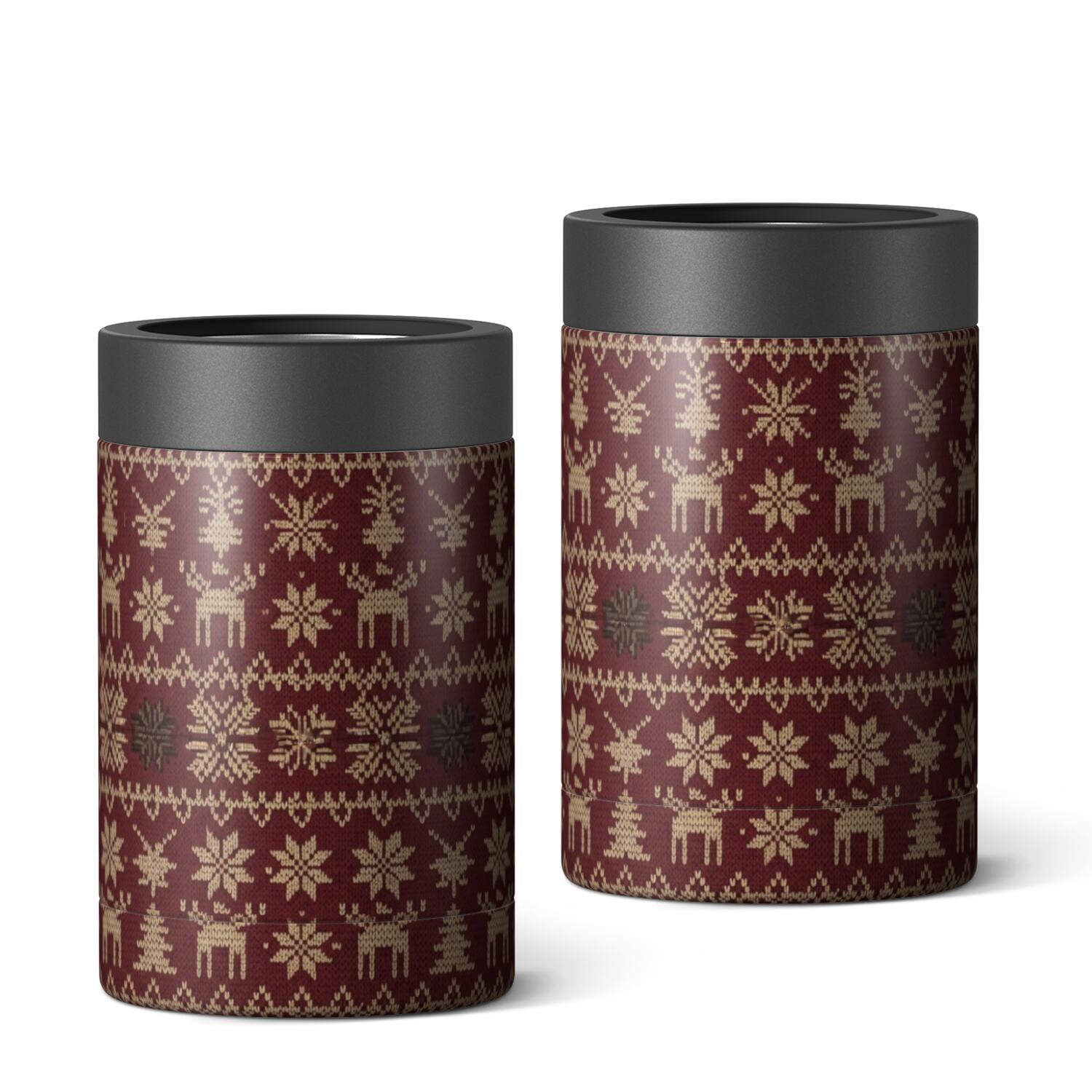 Christmas Vintage Knit Deer Snowflake Can Cooler 1 Pack, Vacuum ...