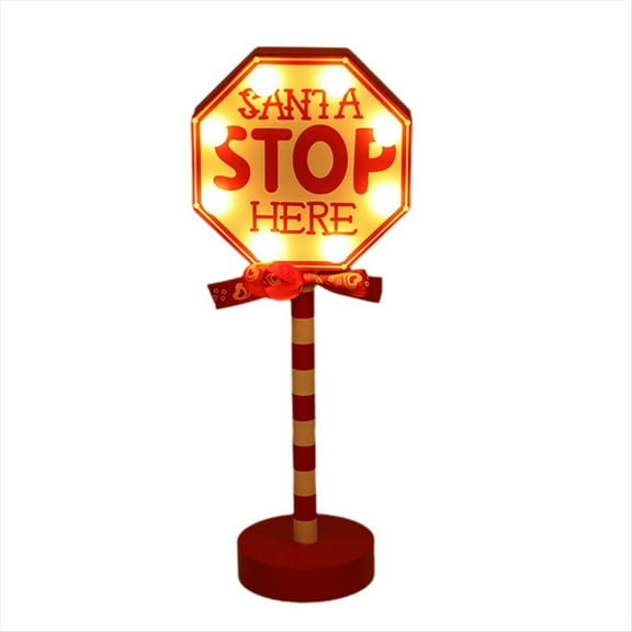 Christmas Vintage Lights North Pole Sign LED Light Street Sign Christmas Wooden Tabletop Decoration Christmas Decor A,1 * Christmas road sign
