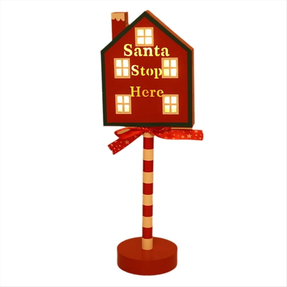 Christmas Vintage Lights North Pole Sign LED Light Street Sign Christmas Wooden Tabletop Decoration Christmas Decor B,1 * Christmas road sign