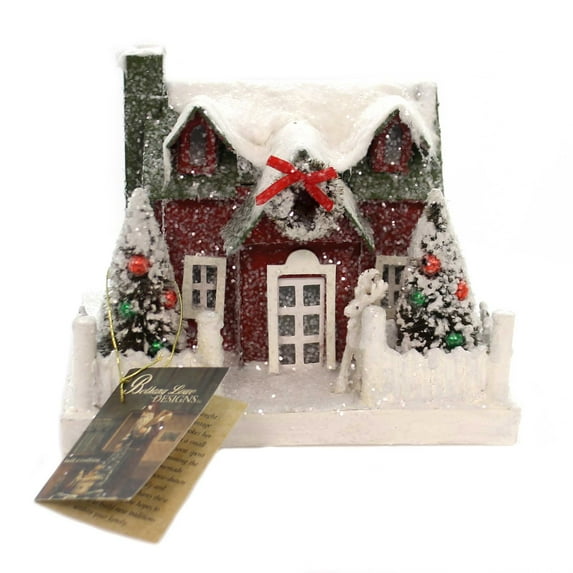 Christmas Vintage Putz Christmas House Md Paper Reindeer Wreath Lc4588 Green