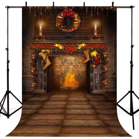 Christmas Vintage Room Frame Wall Bricks Fireplace photo background Custom Photo Backdrop Studio Background photocall