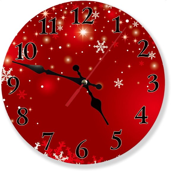 Christmas Vintage Santa Claus and Reindeer Wall Clock, Silent Non Ticking Round Wall Clock 12 Inch, Battery Operated, Decorative Clock for Adult Living Room Bathroom Bedroom Office Kids Room
