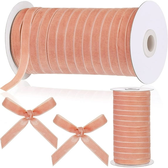 Christmas Vintage Velvet Ribbon Single Face Spool Satin Velvet Ribbon for Christmas Wreath Decoration DIY Bow Craft Gift Wrapping (Burgundy, 3/8 Inch, 60 Yard)