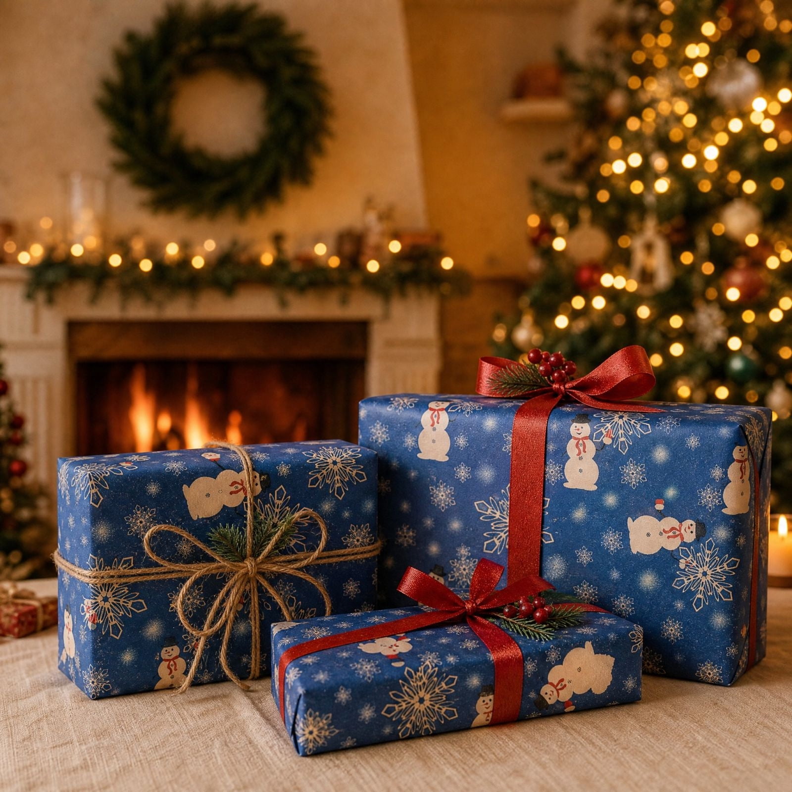 Christmas Vintage Wrapping Paper,43x300cm Large Sheet Thick Kraft Paper ...