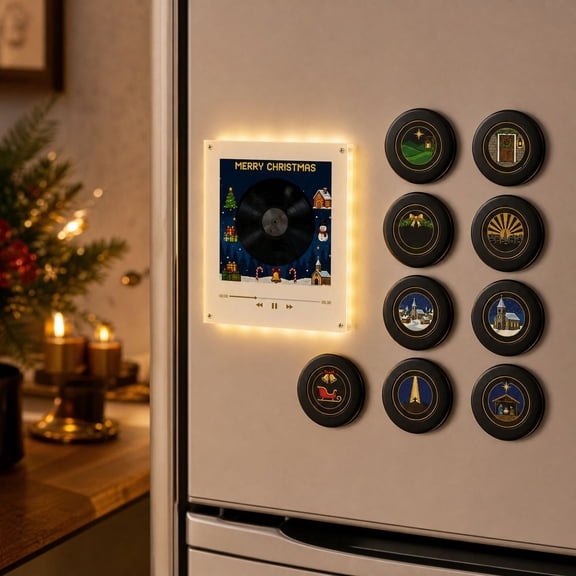 Christmas Decorations-Vinyl Player Fridge Record NFC Magnetic Music Box ...