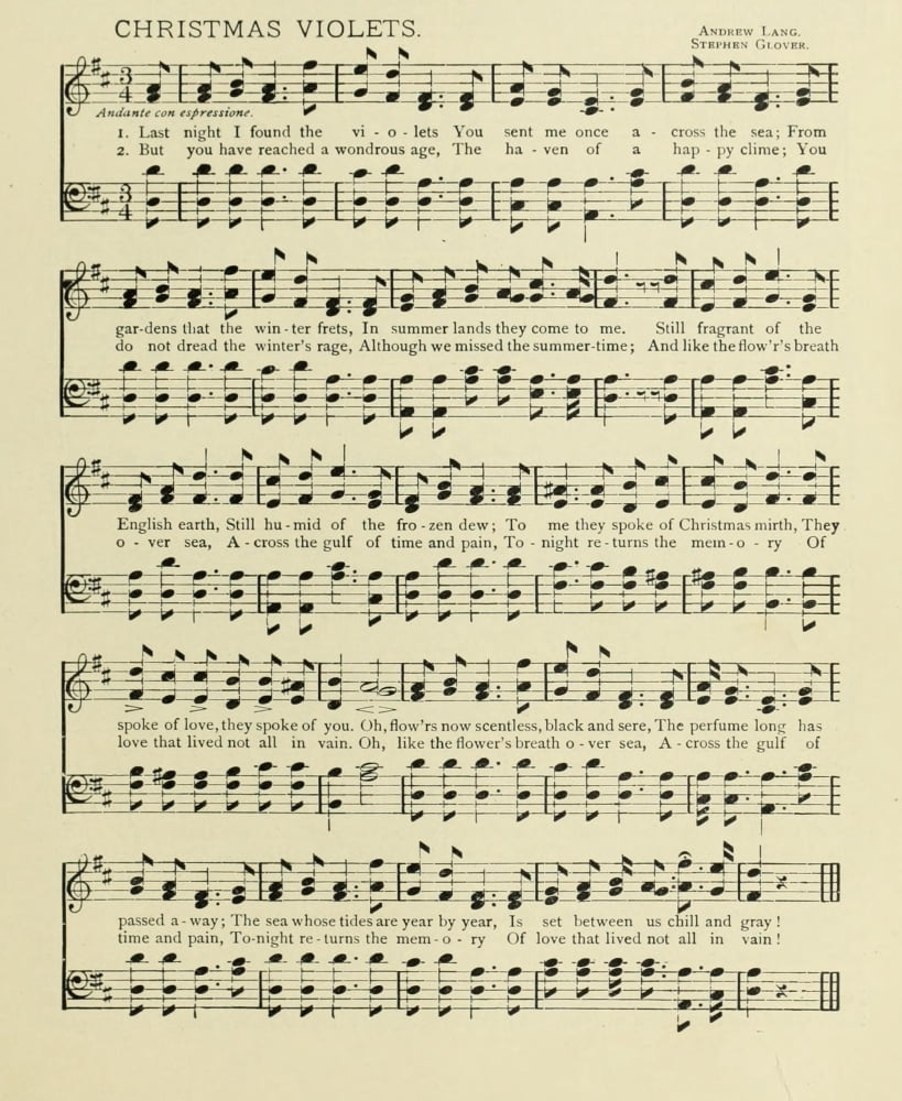 Christmas Violets Christmas in Song 1891 Canvas Art - (24 x 36)