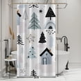 thumbnail image 1 of Christmas Waffle Shower Curtain for Bathroom 36x72inches Christmas Trees Stall RV Shower Curtain Set with Hooks Light Blue Black Cartoon X-mas Trees Cottage Waterproof Fabric Shower Curtain, 1 of 6
