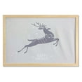 thumbnail image 1 of Christmas Wall Art with Frame, Happy Holiday Message Written on a Deer Silhouette Snowy Winter, Printed Fabric Poster for Bathroom Living Room Dorms, 35" x 23", Pale Grey Purple Grey, by Ambesonne, 1 of 2