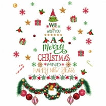 Christmas Wall Decals Stickers Removable Merry Christmas Wall Decorations Xmas Bathroom Fireplace Decor New Year Happy Believe Quotes Door Decal Indoor