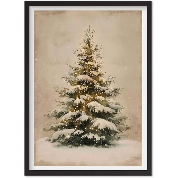 Christmas Wall Decor Printable Xmas Trees Decor Painting, Rustic Christmas Art, Printable Xmas Decor-Print, Vintage Xmas Holiday Art Print, Vintage Christmas Tree Print, Moody (Design 7)