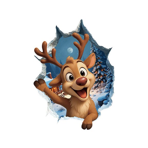 Christmas Wall Sticker with 3D Santa Design, PVC Material, for Indoor Spaces like Living Room and Bedroom
