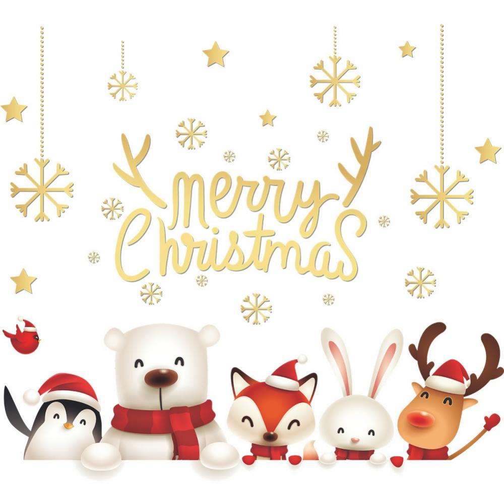 Christmas Wall Stickers Santa Claus Elk Wall Decals Removable DIY Snowman Wall Decor Christmas Party Window Playroom Bedroom Classroom Living Room