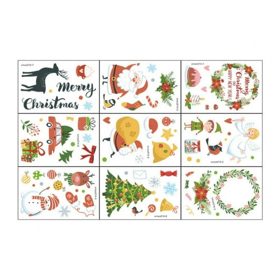 Christmas Wall Stickers Santa Claus Elk Wall Decals Removable DIY Snowman Wall Decor Christmas Party Window Playroom Bedroom Classroom Living Room