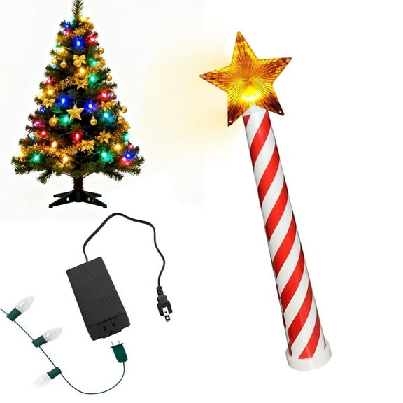 Christmas Wand Tree-shaped Light Controller Red And White Striped Star Glowing Christmas Decoration Christmas Tree Light Control Wand