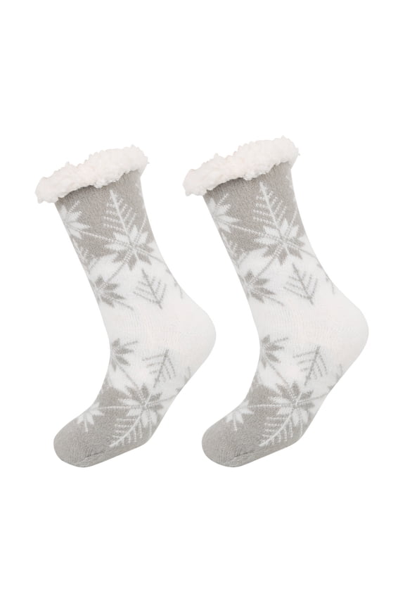 Christmas Warm Socks Women Non Fuzzy Lined Slipper Socks Color: Grey Size: One Size