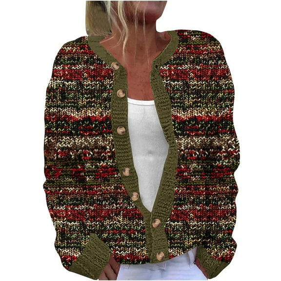 Christmas Warm Sweaters for Women Button Down Cardigans Holiday Snowflake Print Sweatshirts Long Sleeve Coats Knit Jackets Xmas Outfits Winter Tops