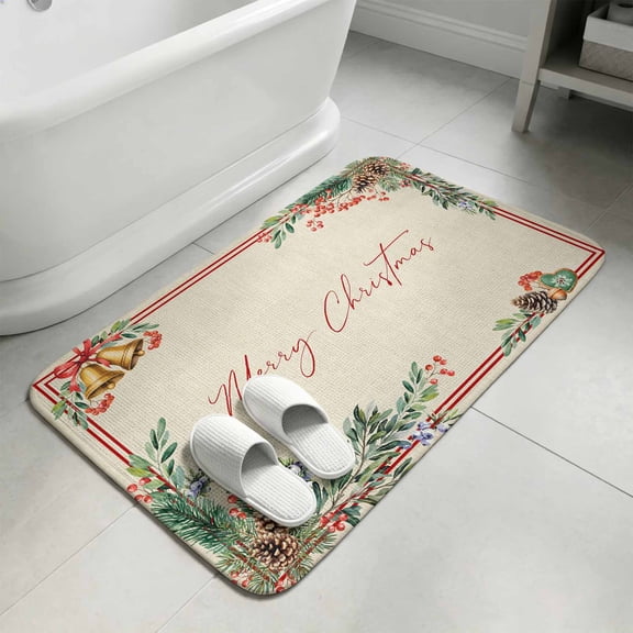 Christmas Washable Area Rugs for Living Room Bedroom, Large Non Slip Indoor Floor Carpet Absorbent Low Pile Pine Cones Botanical Xmas Rustic Door Mat Rugs for Bathroom Entryway 47.2"x63"