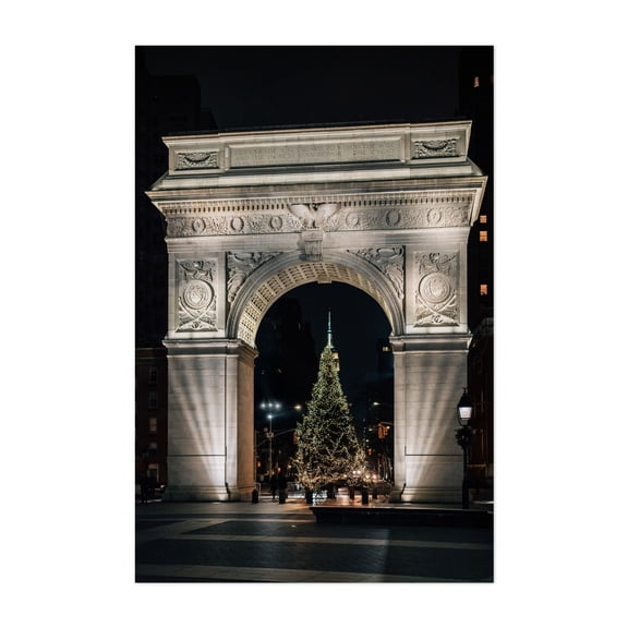 Christmas at Washington Square - Manhattan New York Photography Architecture City Nightlife Winter Cityscape Street Photography Unframed Wall Art Print 4 x 6 inches