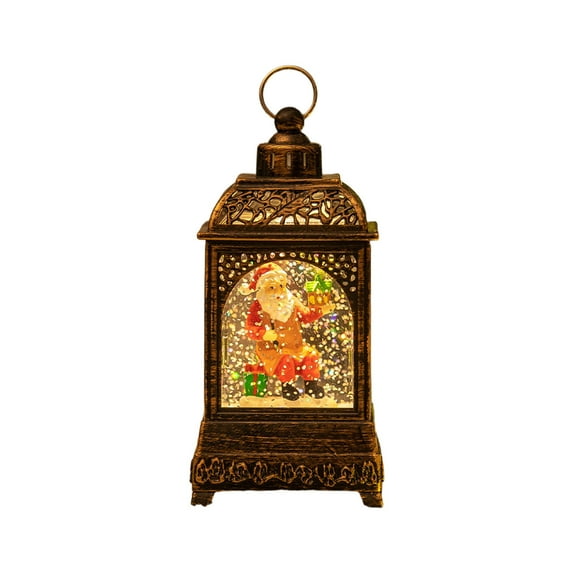 Christmas Water Lantern – Lighted Desk Lamp with Santa & Tree Scenes, Battery-Operated Holiday Lantern for Indoor Decor & Gift Use
