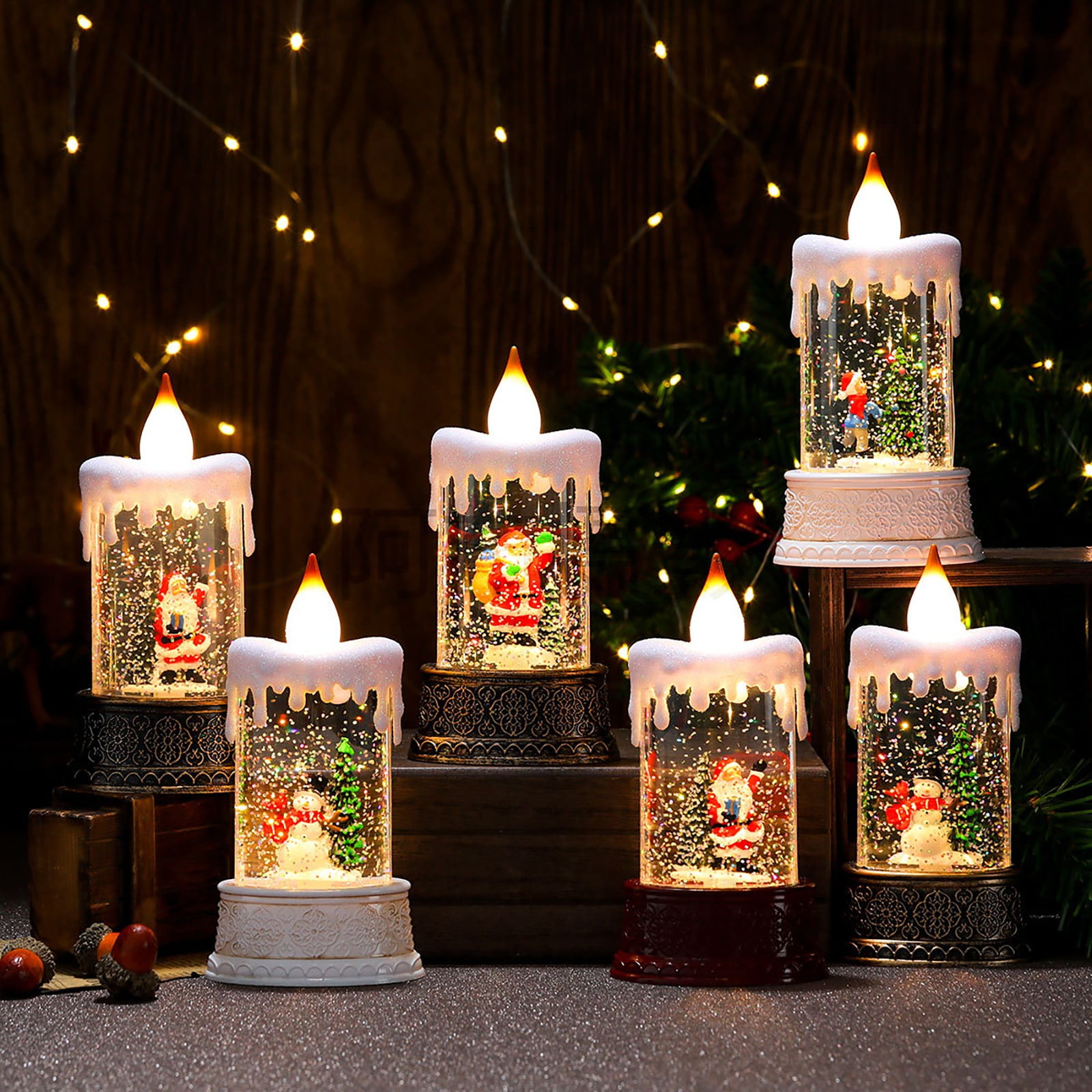 Christmas Waterfilled Luminous Candle Light Night Light Wind Christmas