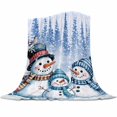 thumbnail image 1 of Christmas Watercolor Flannel Blanket for Bed,Travel and Camping, Hat Snowman Pine Tree Blue Snow Scene Super Soft Cozy Blanket for All Seasons 50"x60", 1 of 6