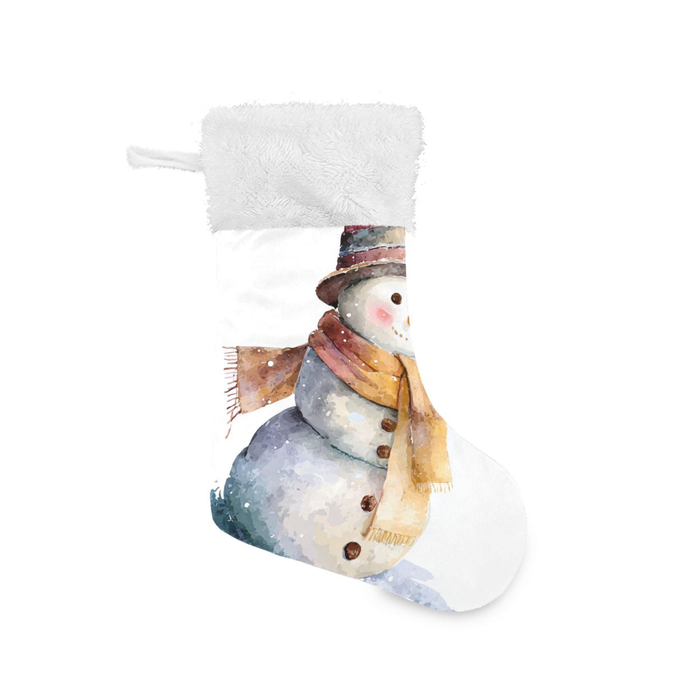 Christmas Watercolor Snowman Christmas Stockings Large Capacity 18 inch