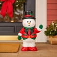thumbnail image 1 of Christmas Waving Snowman Porch Statue, Cute Resin Snowman Figurine Wearing Top Hat and Suit, Versatile Holiday Decor for Indoor Outdoor Porch Yard Floor Home Layout, 1 of 7