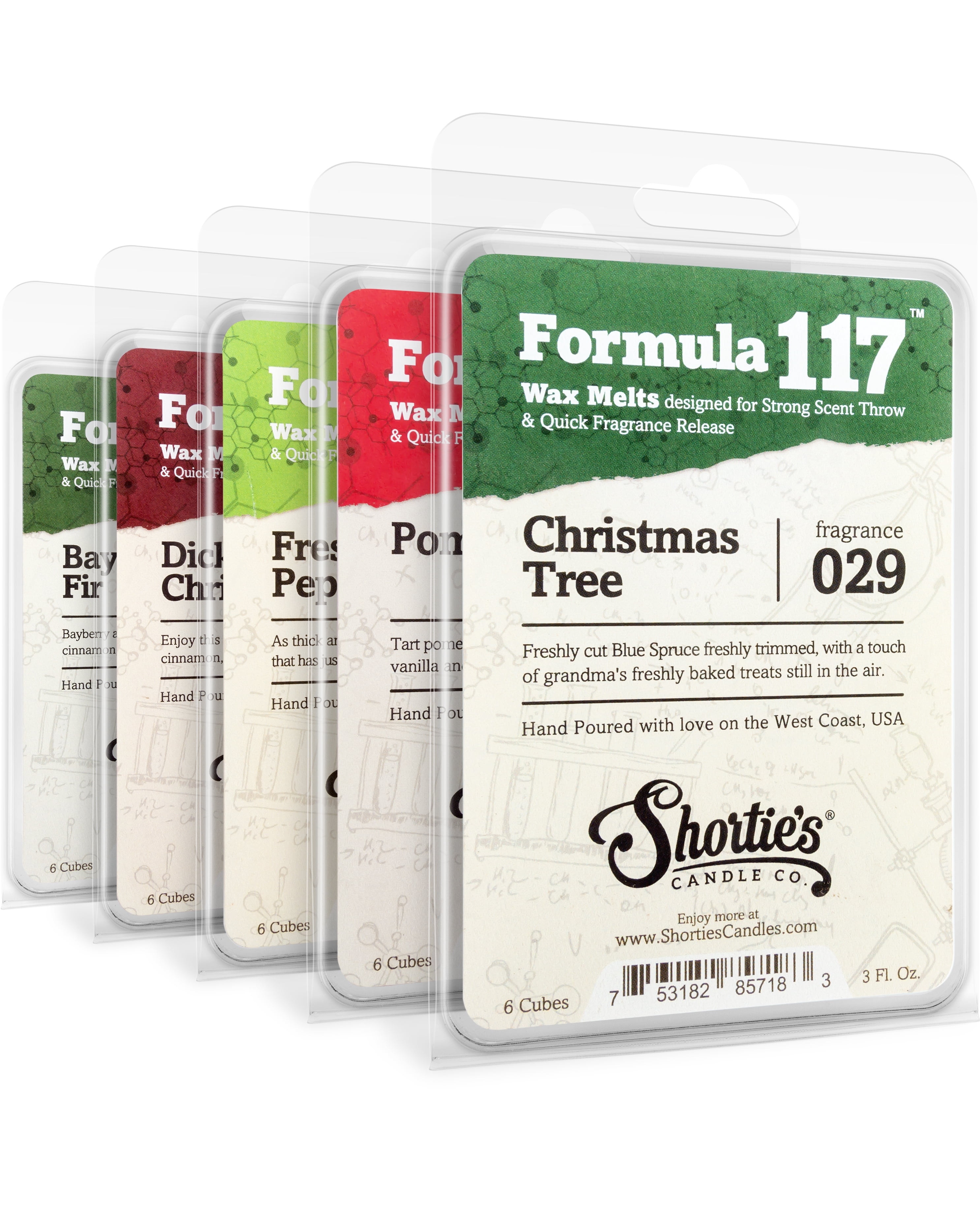 Christmas Wax Melts Variety 5 Pack - Formula 117 - 5 Highly Scented 3 Oz. Bars - Made With Natural & Essential Oils - Christmas & Holiday Warmer Wax Cubes