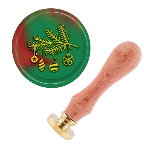 Christmas Wax Seal Stamp Pine Cones Sealing Wax Stamp Branch Bell Retro 25mm Seal Removable Brass Head Wood Handle for Xmas Party DIY Invitation Envelope Greeting Card Letter Holiday Mixed Color