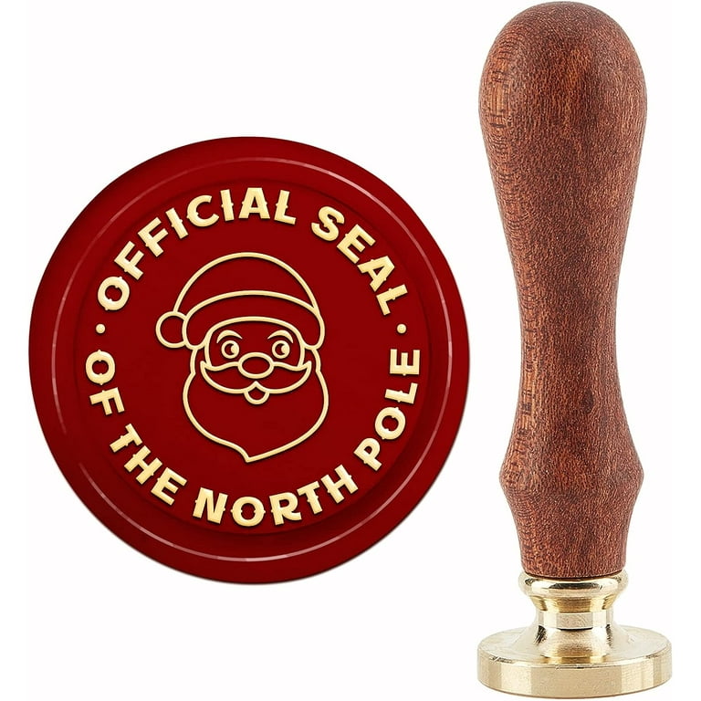 Christmas Wax Seal Stamp Santa Claus Sealing Wax Stamps Official Seal of The North Pole 30mm Retro Vintage Removable Brass Stamp Head with Wood Handle