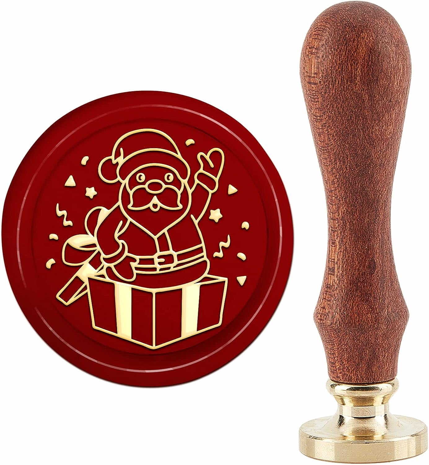 Christmas Wax Seal Stamp Santa Claus Sealing Wax Stamps Official Seal of The North Pole 30mm Retro Vintage Removable Brass Stamp Head with Wood Handle