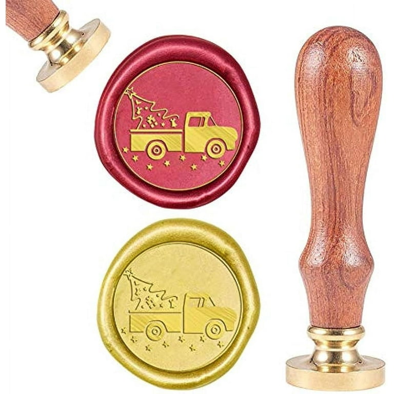 Wax Seal Stamp Christmas Tree Vintage Brass Head Wooden Handle Removable Sealing Wax Stamp 25mm for Envelopes Wedding Invitations Wine Packages