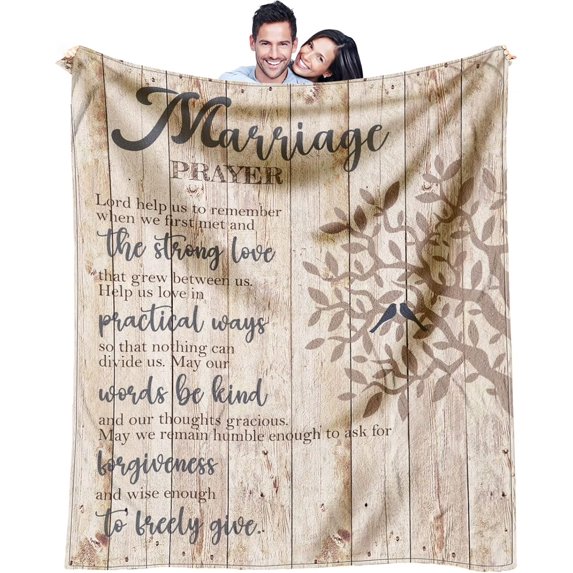 Christmas Wedding Gifts for Couples 2024, Bridal Shower Gift for Bride to Be, Best Bride Gifts for Wedding Day, Unique Newlywed Xmas Gifts for Couples, Marriage Prayer Throw Blanket 60 x 50 Inch