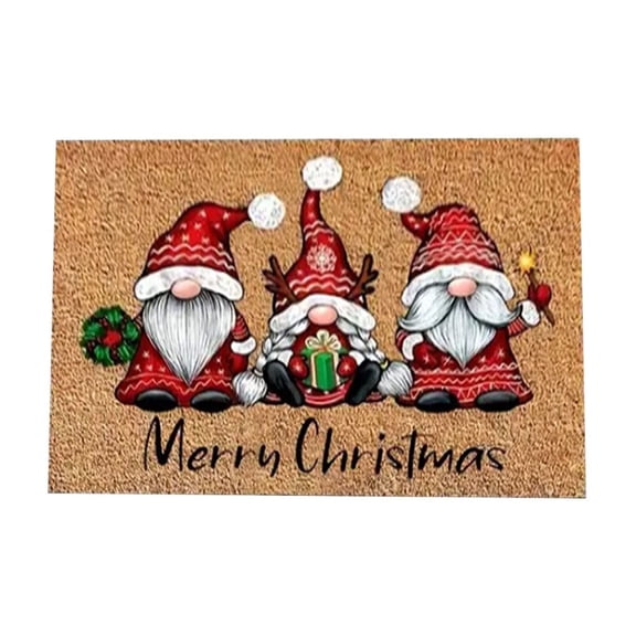 Christmas Welcome Decorative Doormat, Christmas Gnome Door Mat, Non Slip Entrance Floor Rug, 23.62x15.75 inch