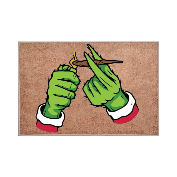 Christmas Welcome Door Mat Non Slip Xmas Theme Green Pattren Mat Festival Home Decoration For Kitchen Bathroom Front Porch Entryway Decor