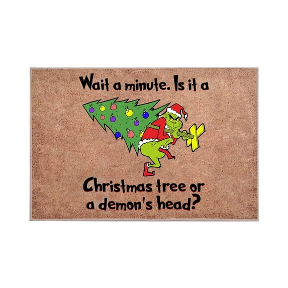 Christmas Welcome Door Mat Non Slip Xmas Theme Green Pattren Mat Festival Home Decoration For Kitchen Bathroom Front Porch Entryway Decor