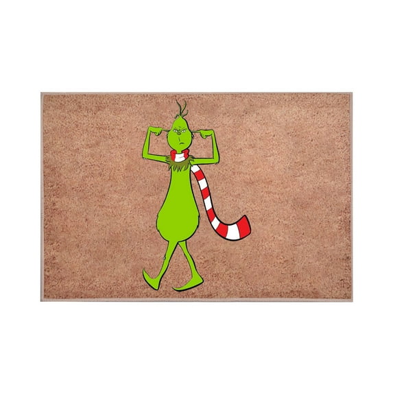 Christmas Welcome Door Mat Non Slip Xmas Theme Green Pattren Mat Festival Home Decoration For Kitchen Bathroom Front Porch Entryway Decor