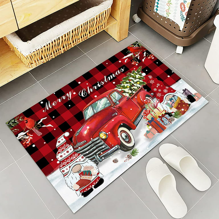 Merry Christmas Gnome Doormat Xmas Holiday Welcome Floor Mat Rugs for Front  Door Funny Non Slip