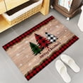 thumbnail image 1 of Christmas Welcome Mat Xmas Trees Indoor Doormat Front Door Mat Merry Christmas Check Plaid Snowflake Retro Wood Board Non Slip Rubber Backing Absorbent Washable Floor Mat Entrance Carpet Pet Mat, 1 of 6